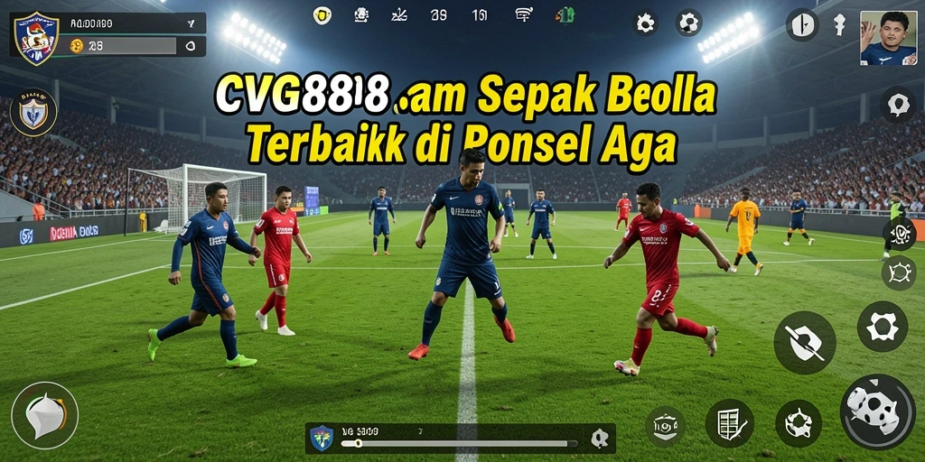 Screenshot CVG8888 menunjukkan aksi seru di lapangan sepak bola.