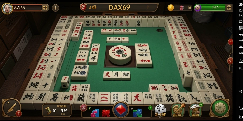 Screenshot gameplay DAX69 yang menampilkan suasana permainan Mahjong.