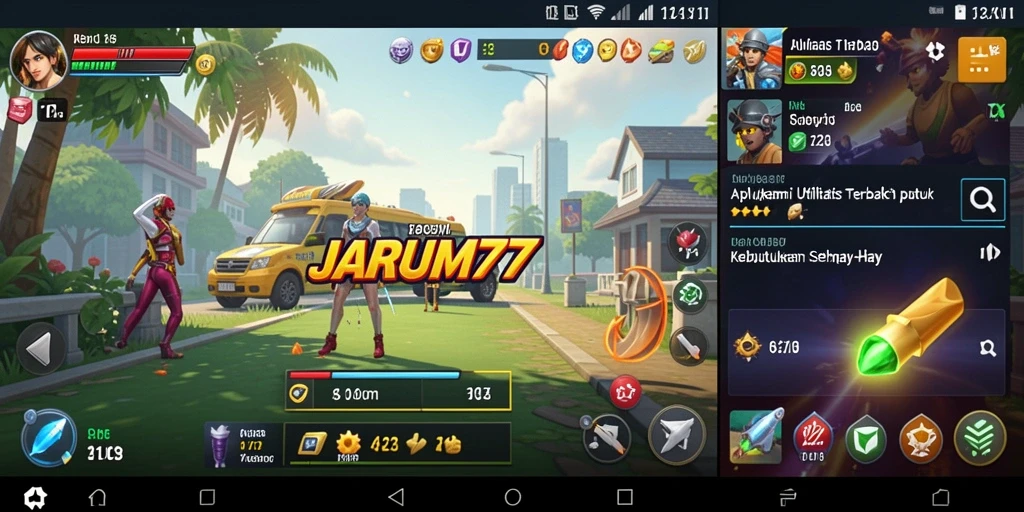 Tampilan antarmuka aplikasi JARUM77 yang sederhana dan intuitif.