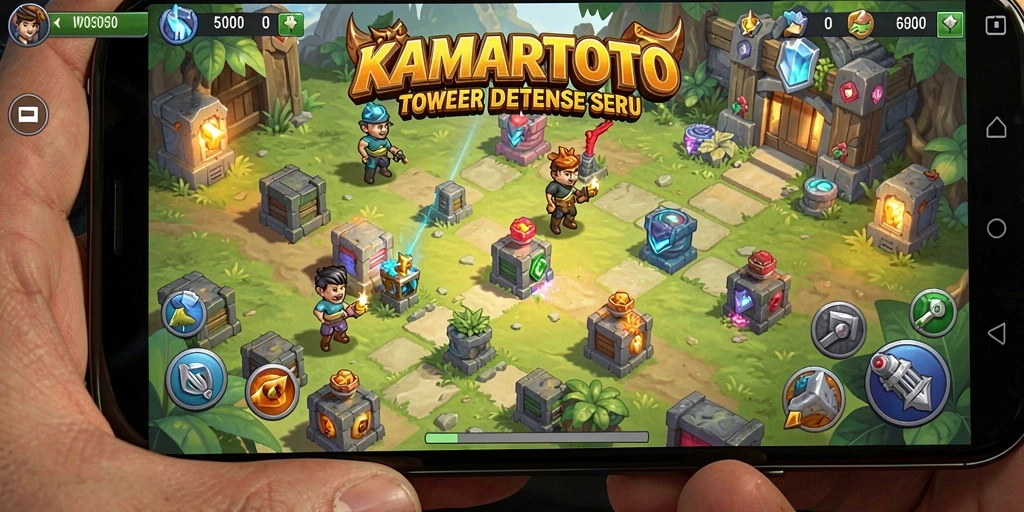 Tampilan seru gameplay KAMARTOTO dalam genre Tower Defense.