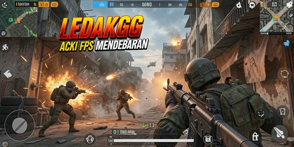 Tangkapan layar LEDAKGG menampilkan pertempuran seru dalam game FPS.