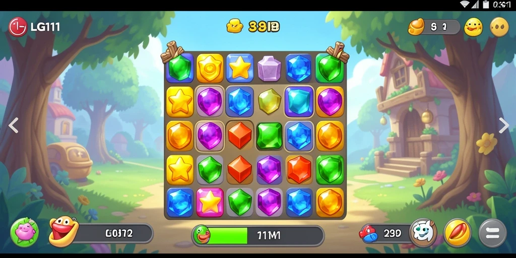 Tangkapan layar menunjukkan gameplay menarik LG111 dalam kategori Match-3.