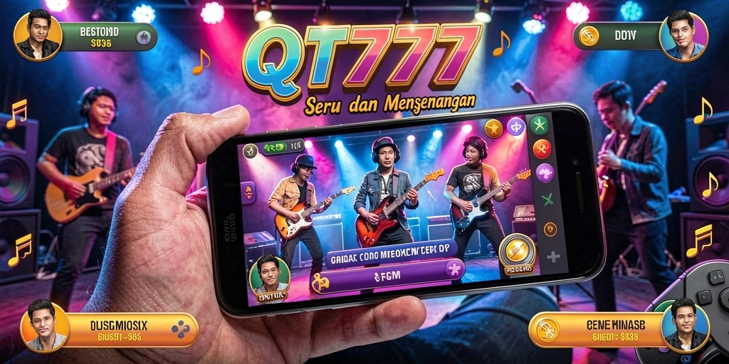 Tampilan gameplay QT777 dengan irama musik yang mengasyikkan.