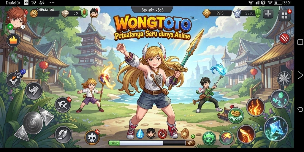 Screenshot utama WONGTOTO menampilkan aksi seru dalam dunia Anime.